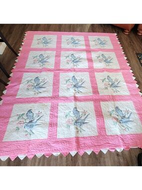 Vintage Pink & Blue Quilt #2865